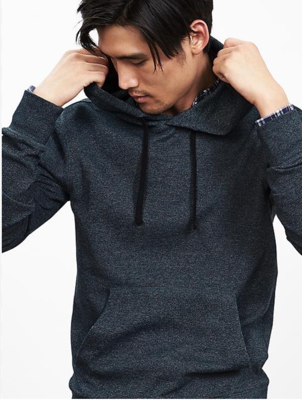 BANANA REPUBLIC Gray Marled Hooded Knit Sweater L  NWOT